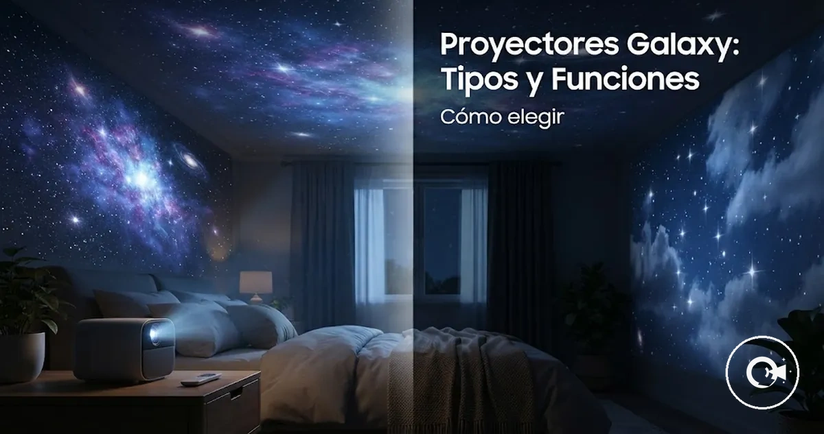 Proyector Galaxy mostrando efectos de estrellas y galaxias proyectadas en una habitación