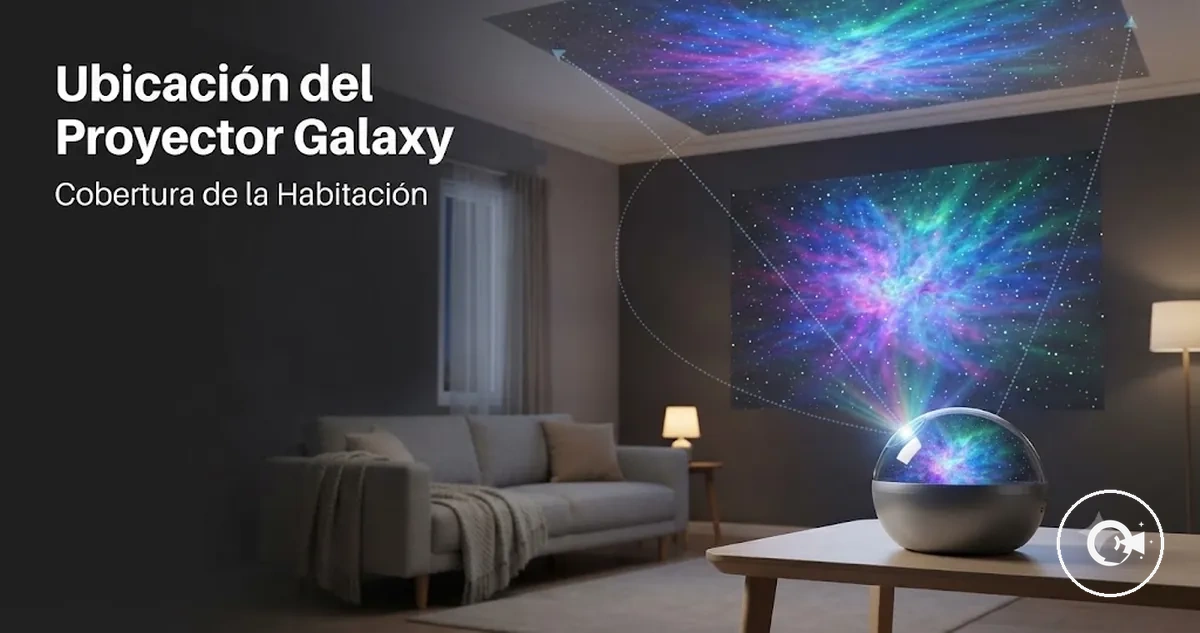 Ubicación de un Proyector Galaxy mostrando cobertura en techo y paredes