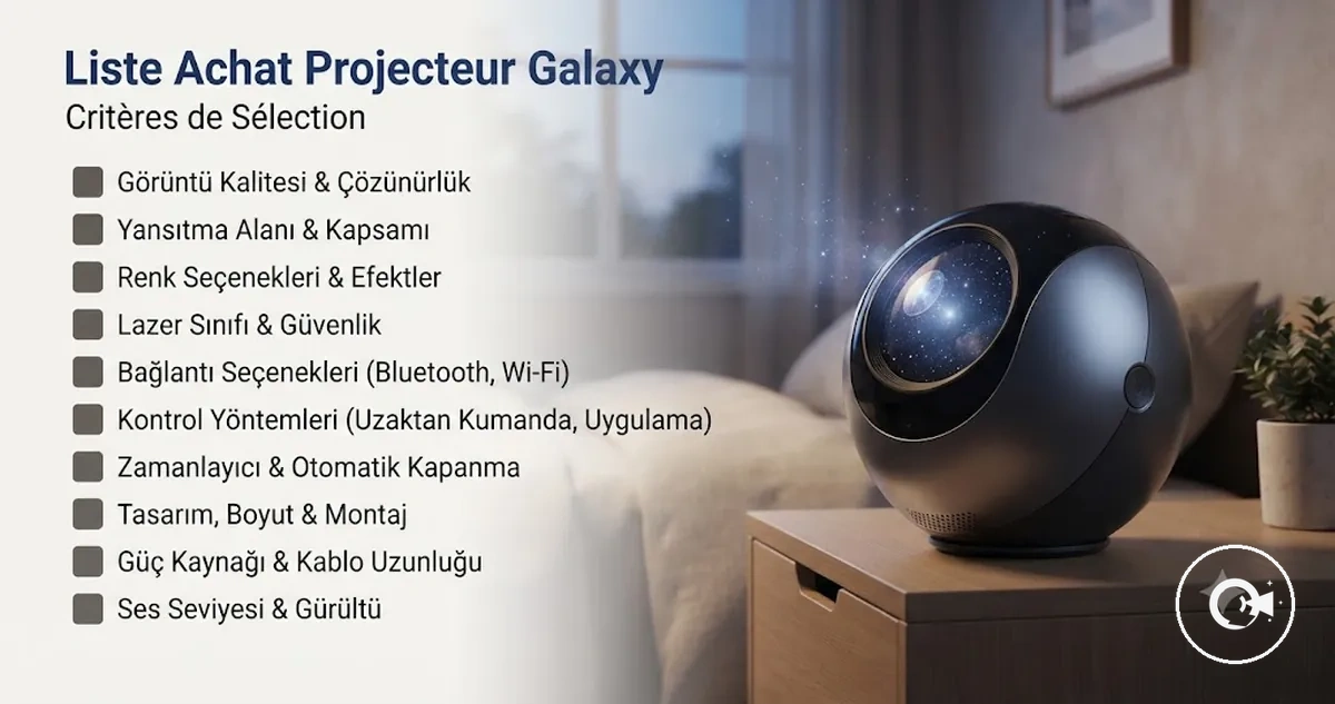 Liste d'achat d'un Projecteur Galaxy avec les critères de sélection