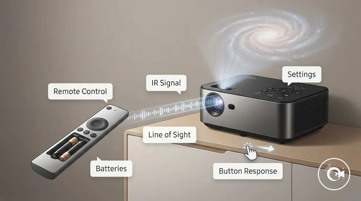 Vérification des piles et du signal de la télécommande du Projecteur Galaxy