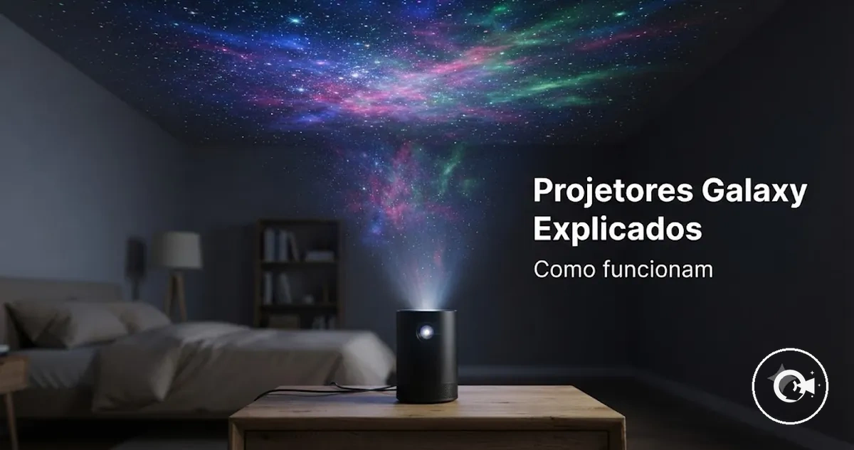 Projetor Galaxy mostrando projeções de luz de estrelas e nebulosas