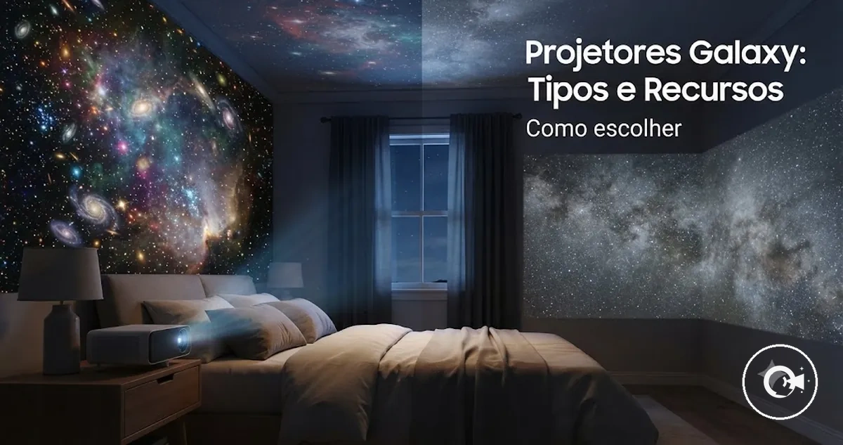 Projetor Galaxy exibindo efeitos de estrelas e galáxias projetadas em um quarto