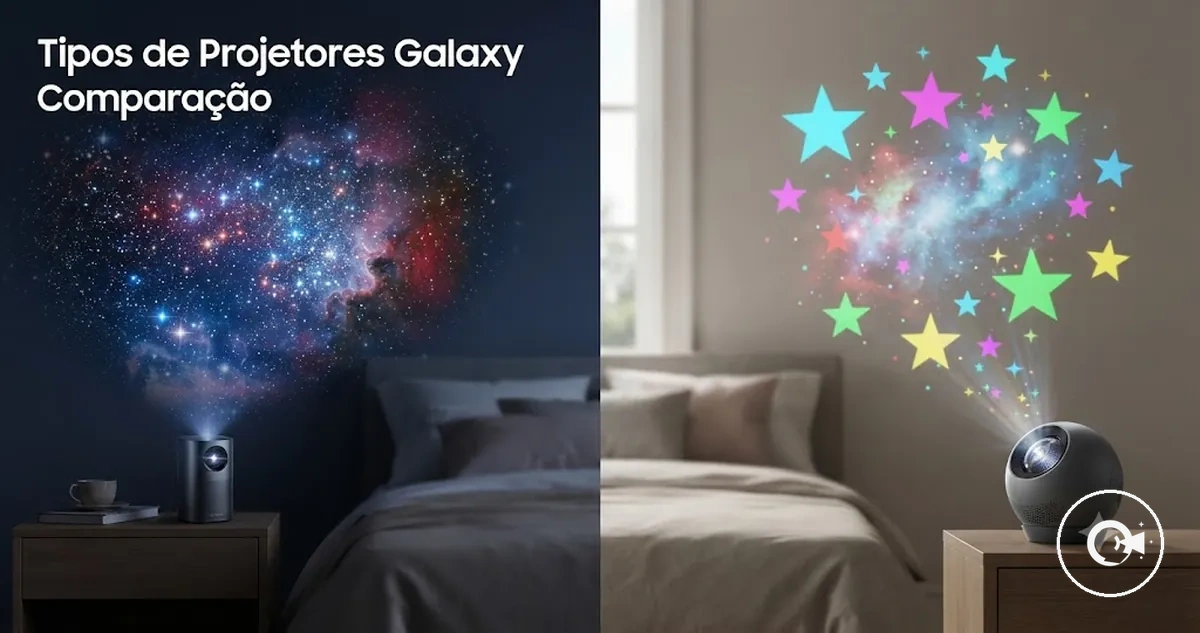 Diferentes tipos de Projetores Galaxy mostrando estilos de projeção