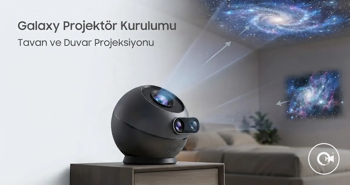 Tavan ve duvar projeksiyonu için yerleştirilmiş Galaxy Projektör