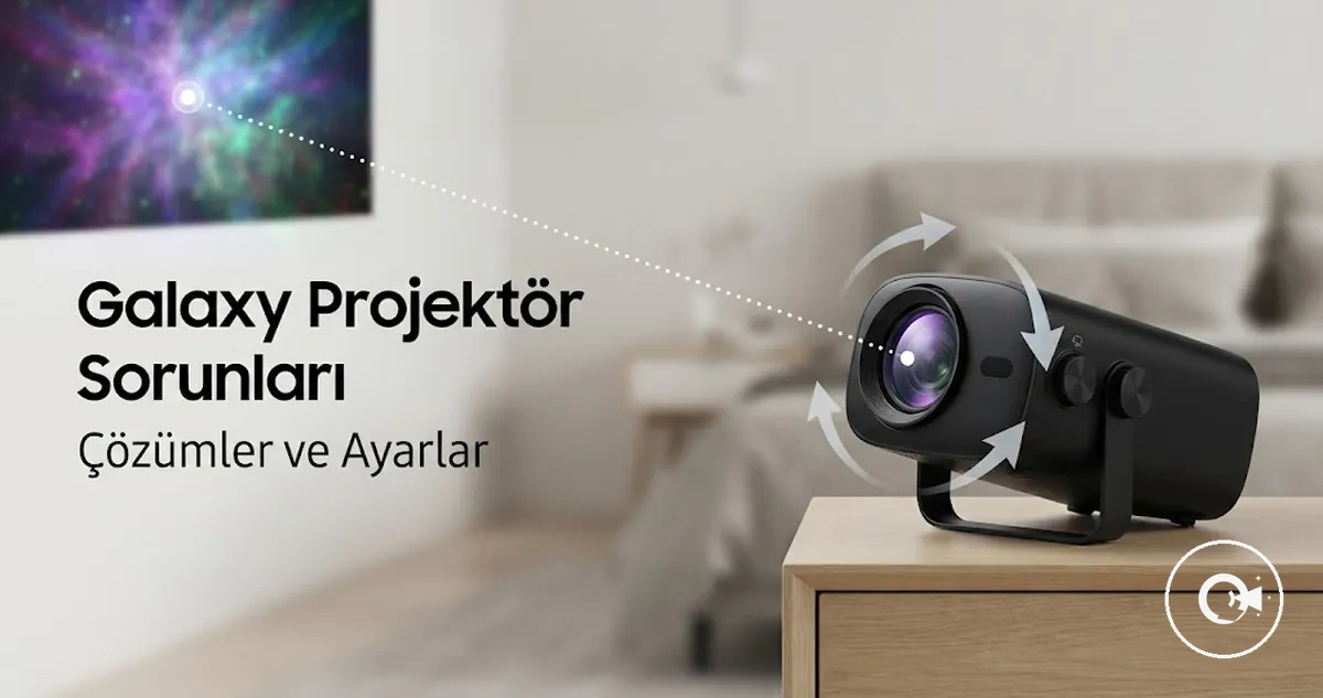 Projeksiyon ayarıyla ilgili sorunları gösteren Galaxy Projektör